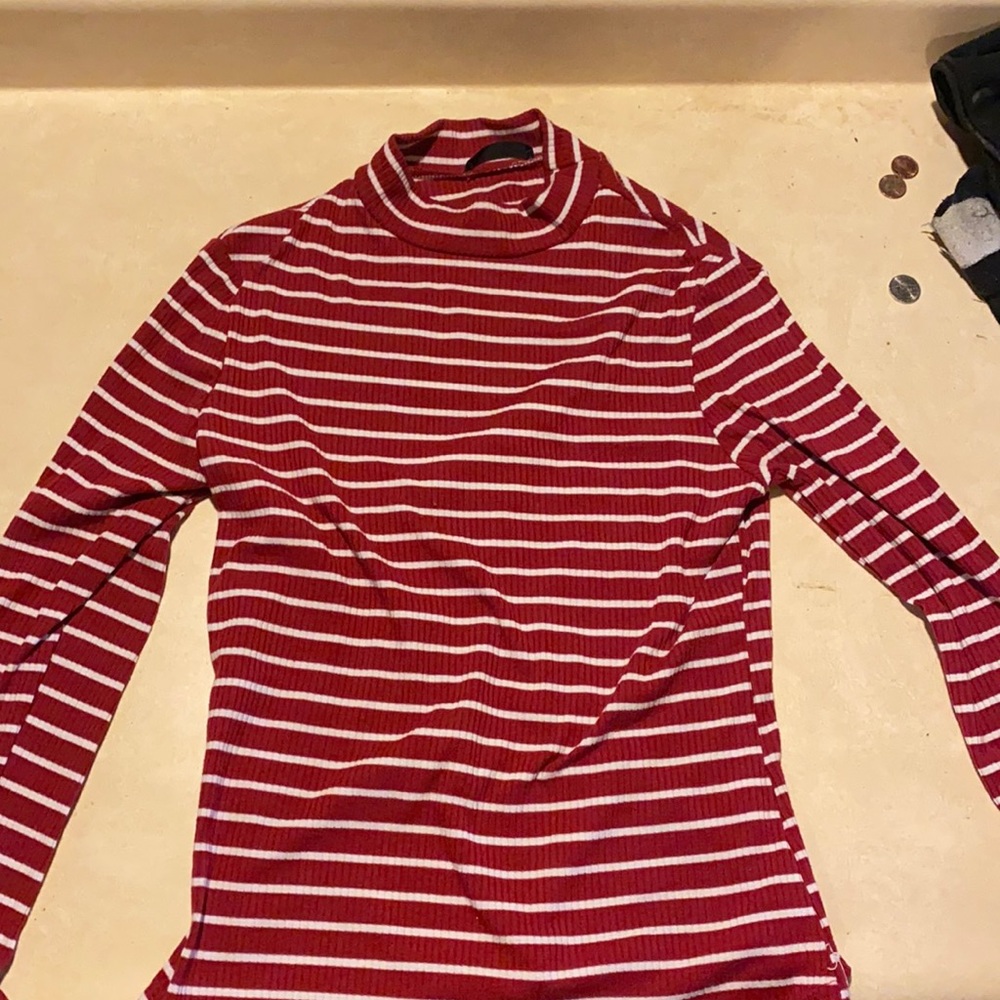 SHEIN stripped mock neck shirt